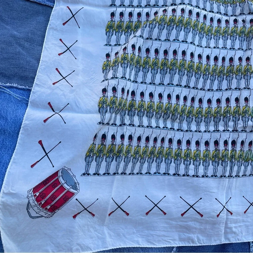 Glentex | Rare 40s 50s X-Mas Toy Soldiers & Drums 100% Silk Large Square Scarf